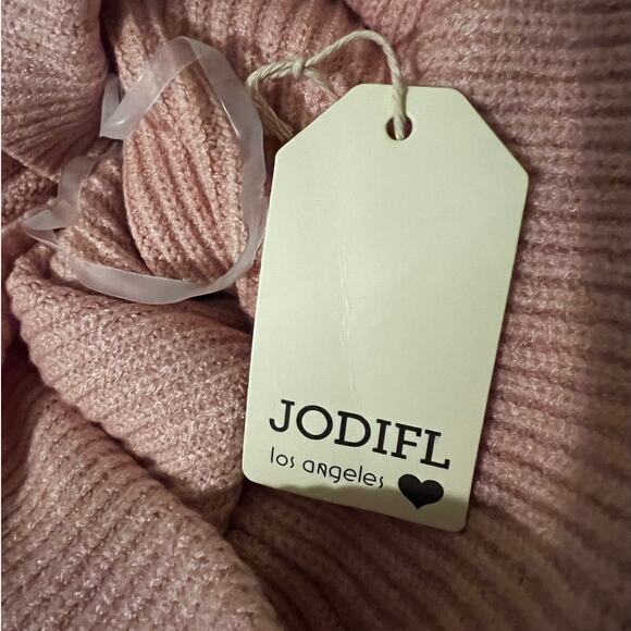 NWT Jodifl Oversized Sweater Womens S Pink Ribbed Turtleneck Balloon Sleeve Cozy - Picture 6 of 6